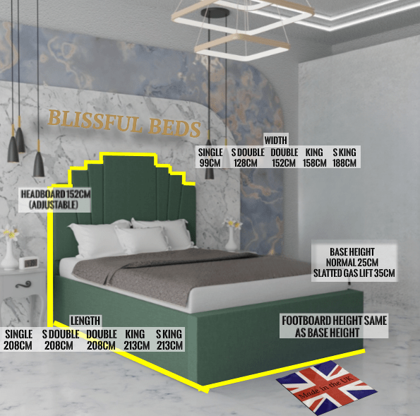 Art Deco Bed (Any Colour/Fabric) - Blissful Beds