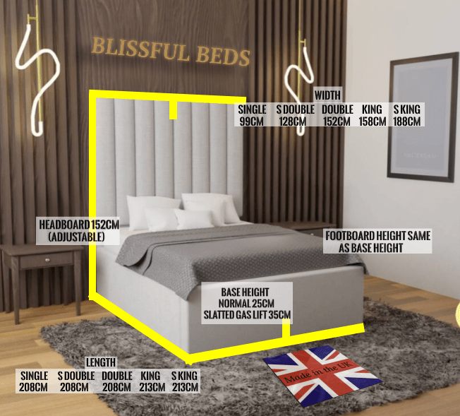 Modern Linear Bed With 70" Headboard - Blissful Beds