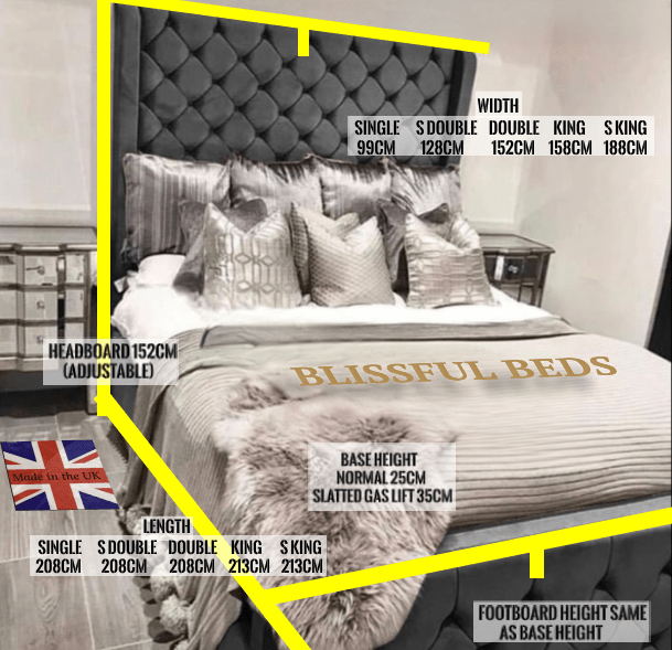 Modern Toronto Wingback Bed With 60" Headboard - Blissful Beds