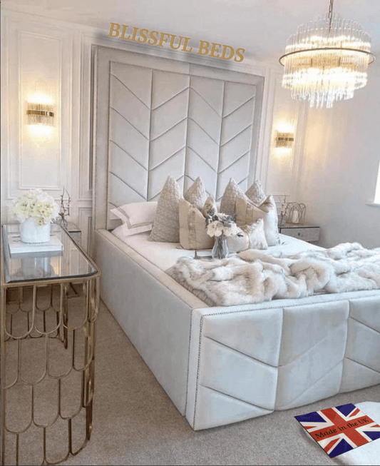 Luxury Panel Special Leaf Bed With 90" Headboard - Blissful Beds