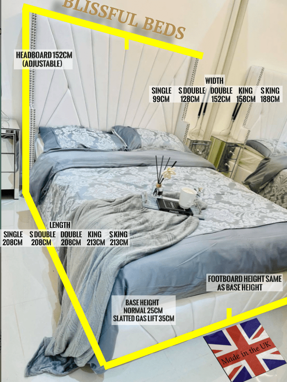 Sunrise Berlin Wing Bed With 56" Headboard - Blissful Beds