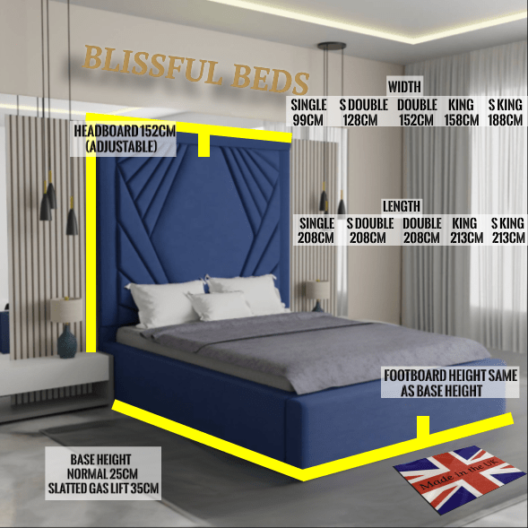 Hexagon Luxe Bed with 80″ High Headboard - Blissful Beds