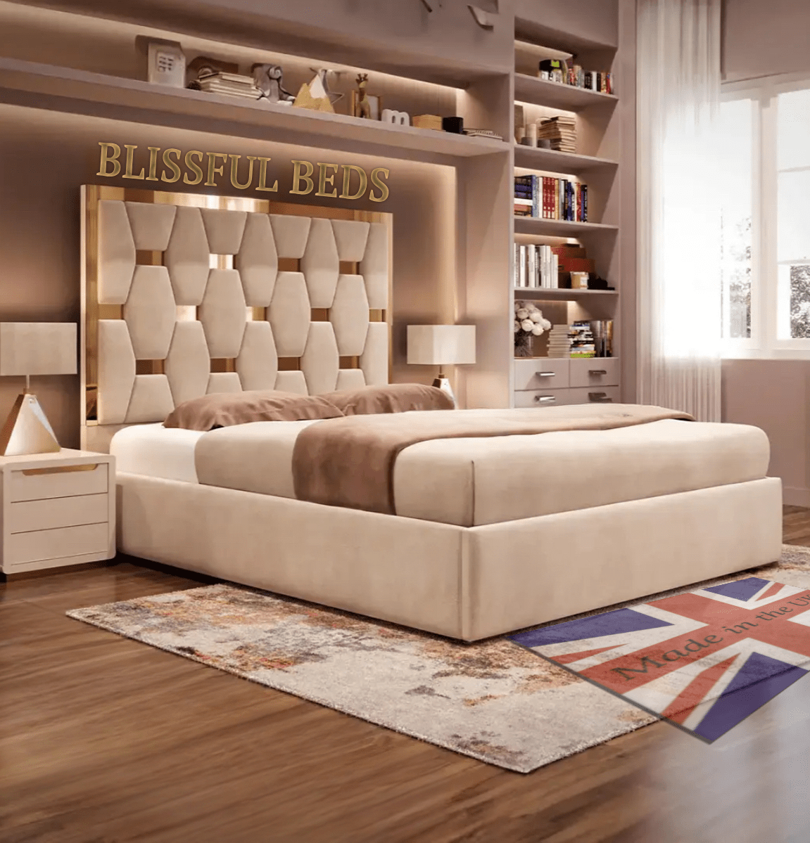 Hexa Gold Stripe Bed - Blissful Beds