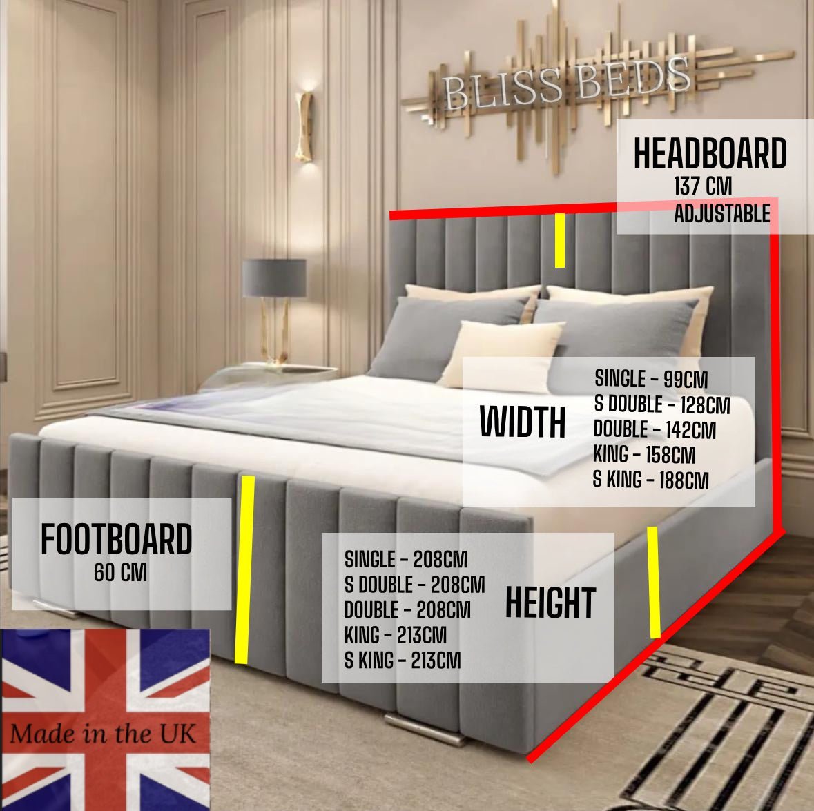 Elegant Oslo Wingback Panel Beds - Blissful Beds
