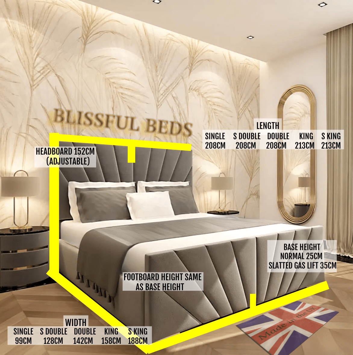 Tokyo Sunrise Designer Bed With 60" Headboard - Blissful Beds