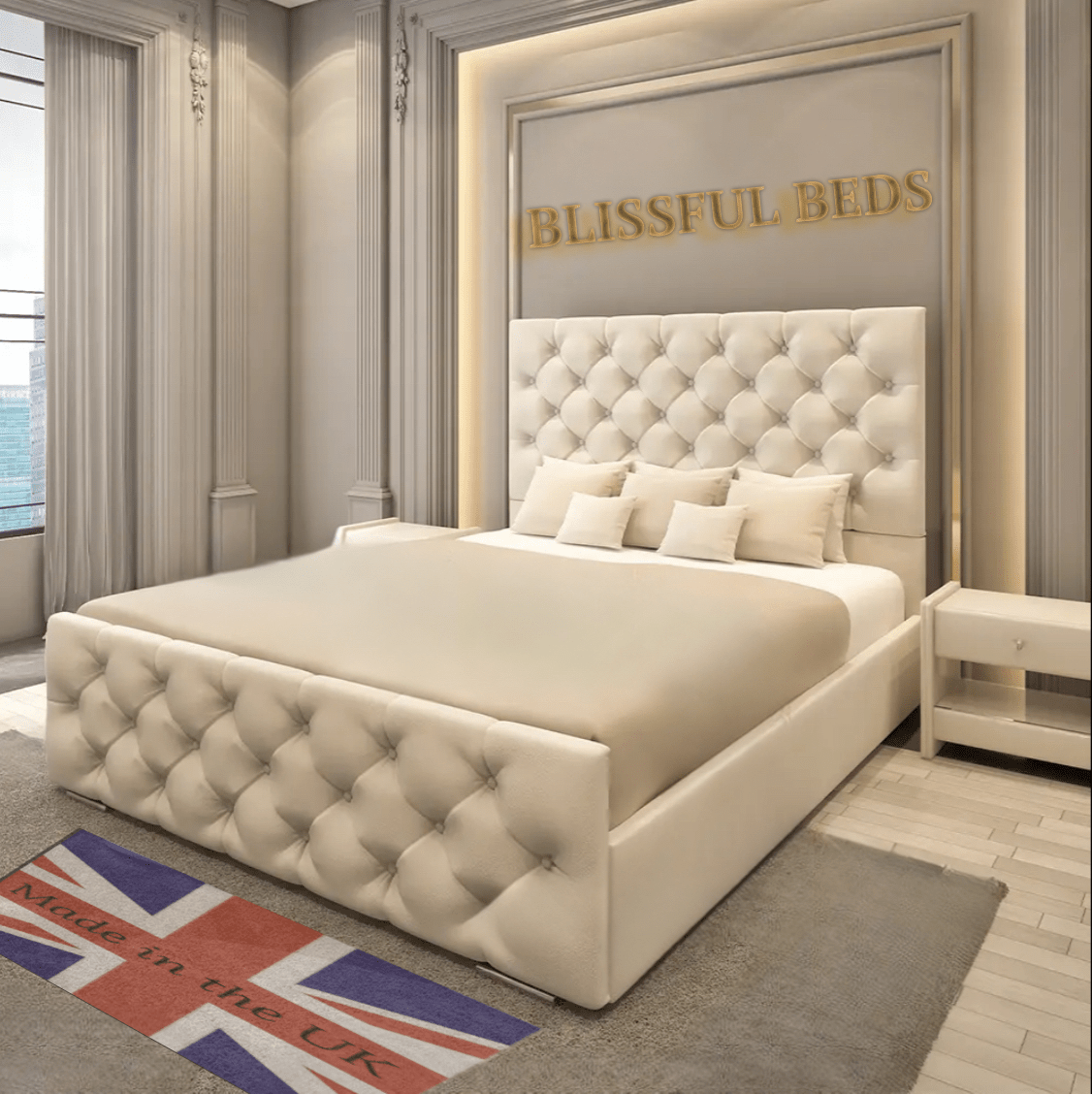 Modern Florida Chesterfield Bed With 60" Headboard - Blissful Beds