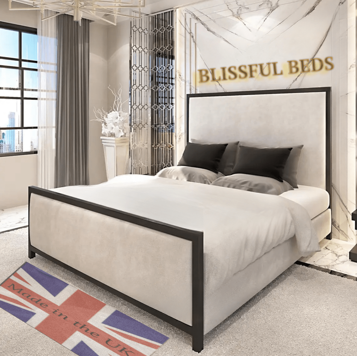 Classic Elegant Border Bed With 60" Headboard - Blissful Beds