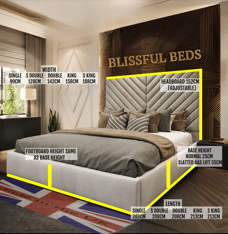 Double Georgia Panel Bed With 60" Headboard - Blissful Beds