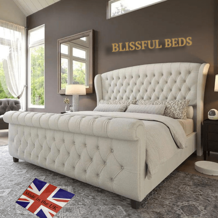 Luxury Tulip Wing Sleigh Bed With 60" Headboard - Blissful Beds