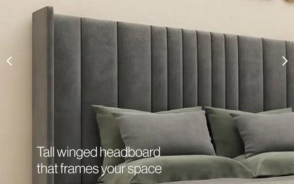 Wingback Rome Bundle (Bed + Ottoman Storage + Mattress) - Blissful Beds