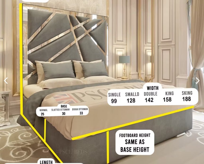 Starlight Luxury Mirrored Bundle( Bed + Ottoman Storage + Mattress!) - Blissful Beds