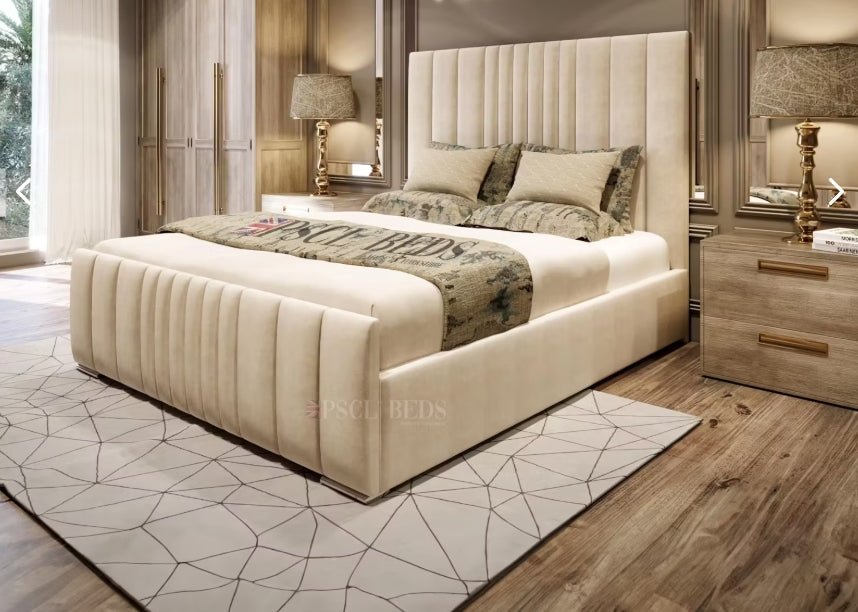 Designer Wingback Panel Bundle (Bed + Ottoman Storage + Mattress) - Blissful Beds