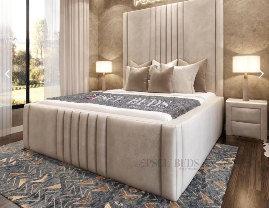 California High Headboard Bed Bundle (Bed + Ottoman Storage + Mattress) 70" Headboard