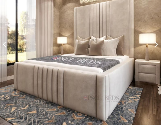 California High Headboard Bed Bundle (Bed + Ottoman Storage + Mattress) 170cm Headboard