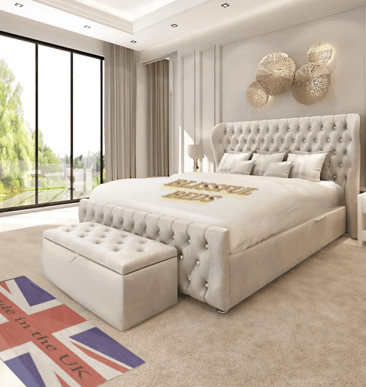 Wingback Paris Bundle (Bed + Ottoman Storage + Mattress) - Blissful Beds