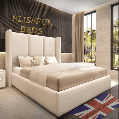 Thames Triple Wingback Bundle (Bed + Ottoman Storage + Mattress) - Blissful Beds