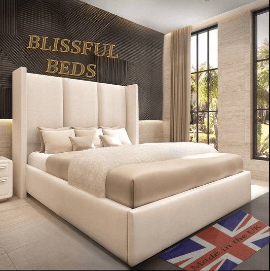 Thames Triple Wingback Bundle (Bed + Ottoman Storage + Mattress) - Blissful Beds